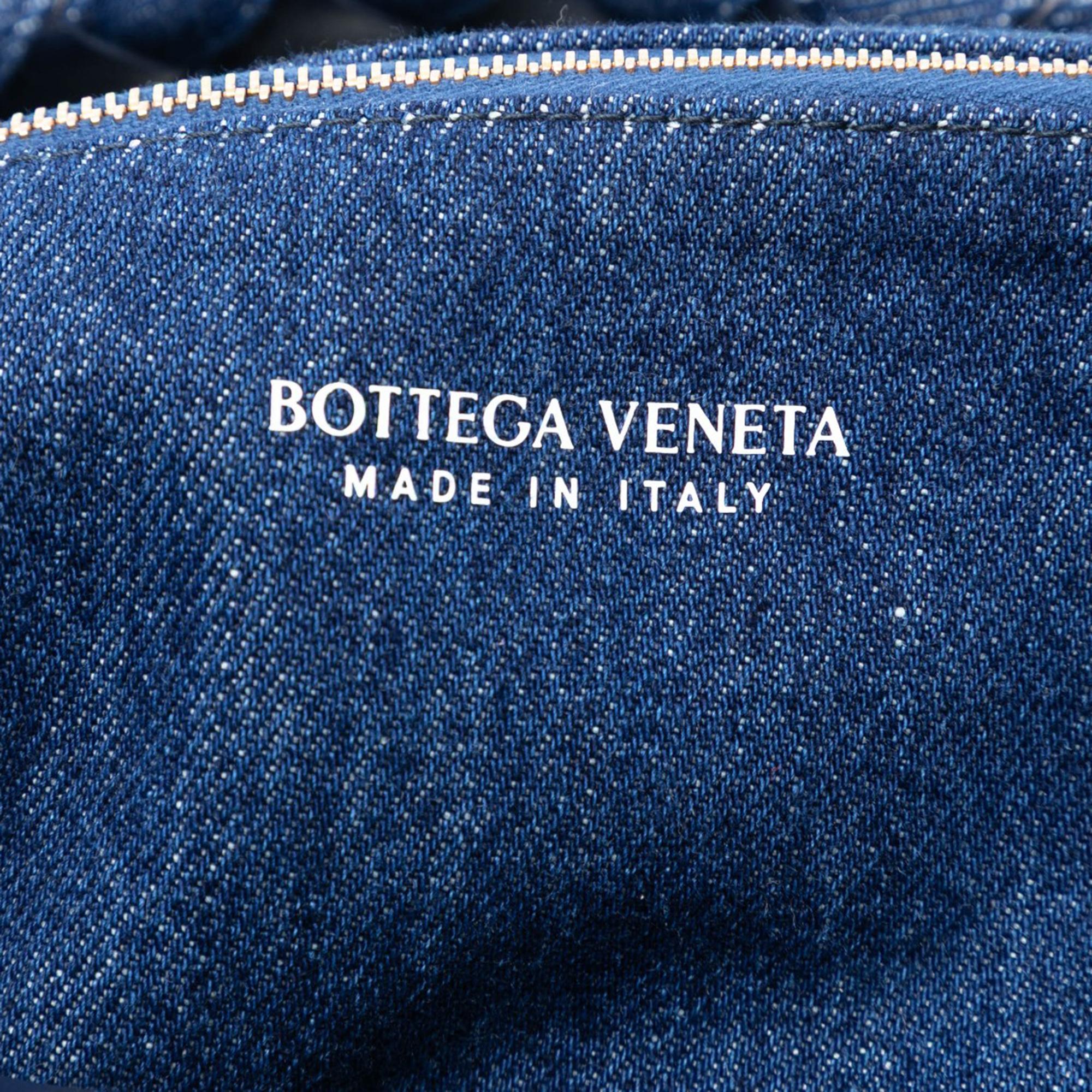 Bottega Veneta Large Calfskin and Denim Intrecciato Hop Hobo