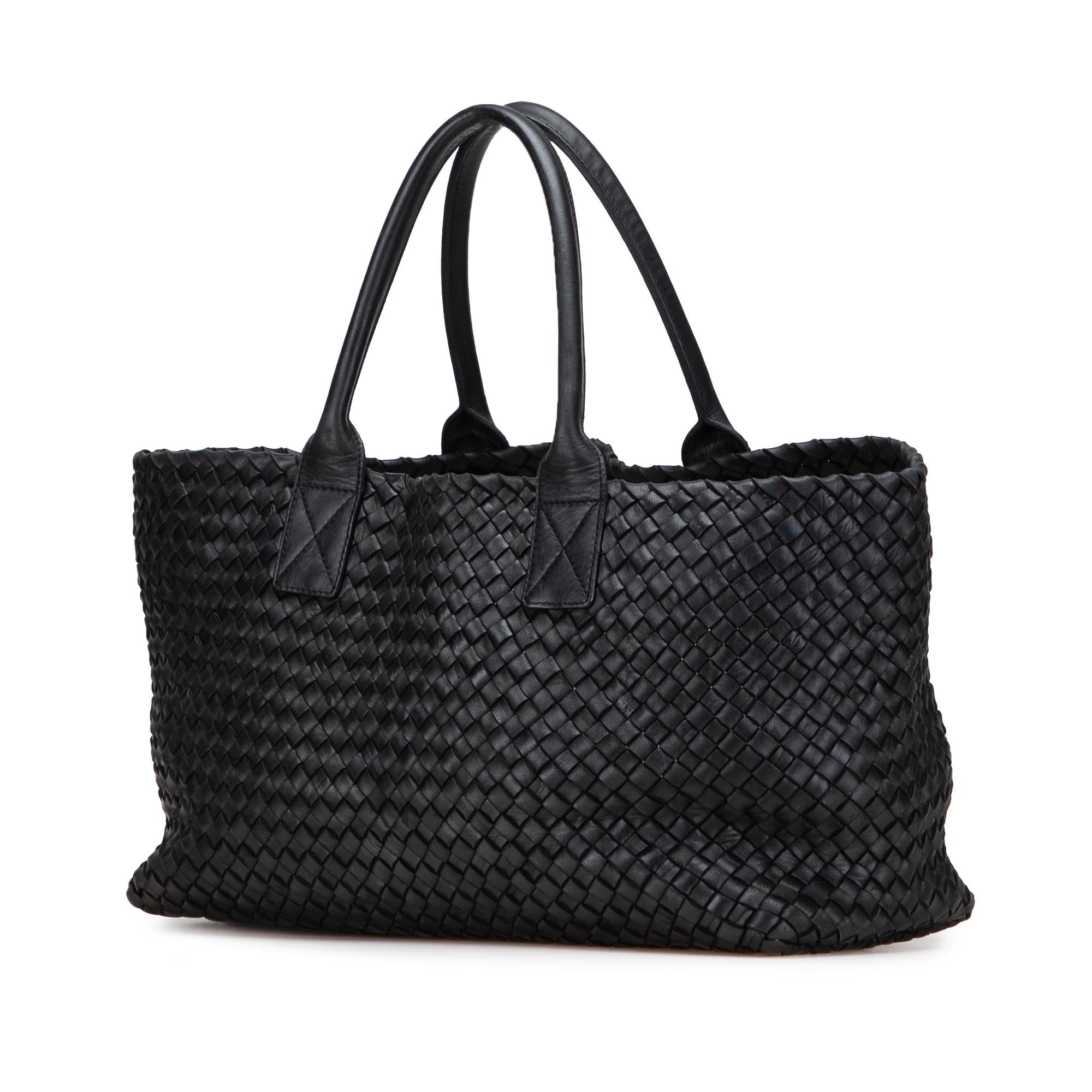 Bottega Veneta Medium Lambskin Intreccio Cabat Tote