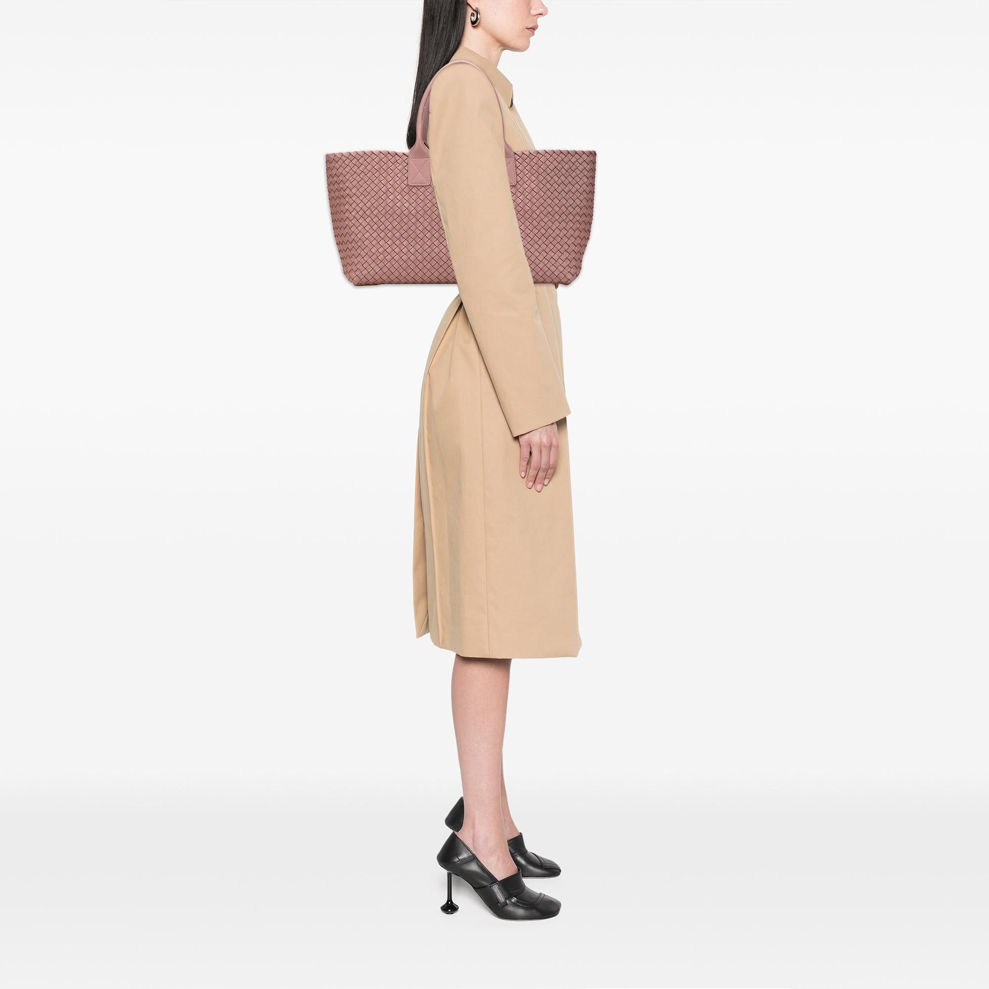 Bottega Veneta Medium Lambskin Intreccio Cabat Tote