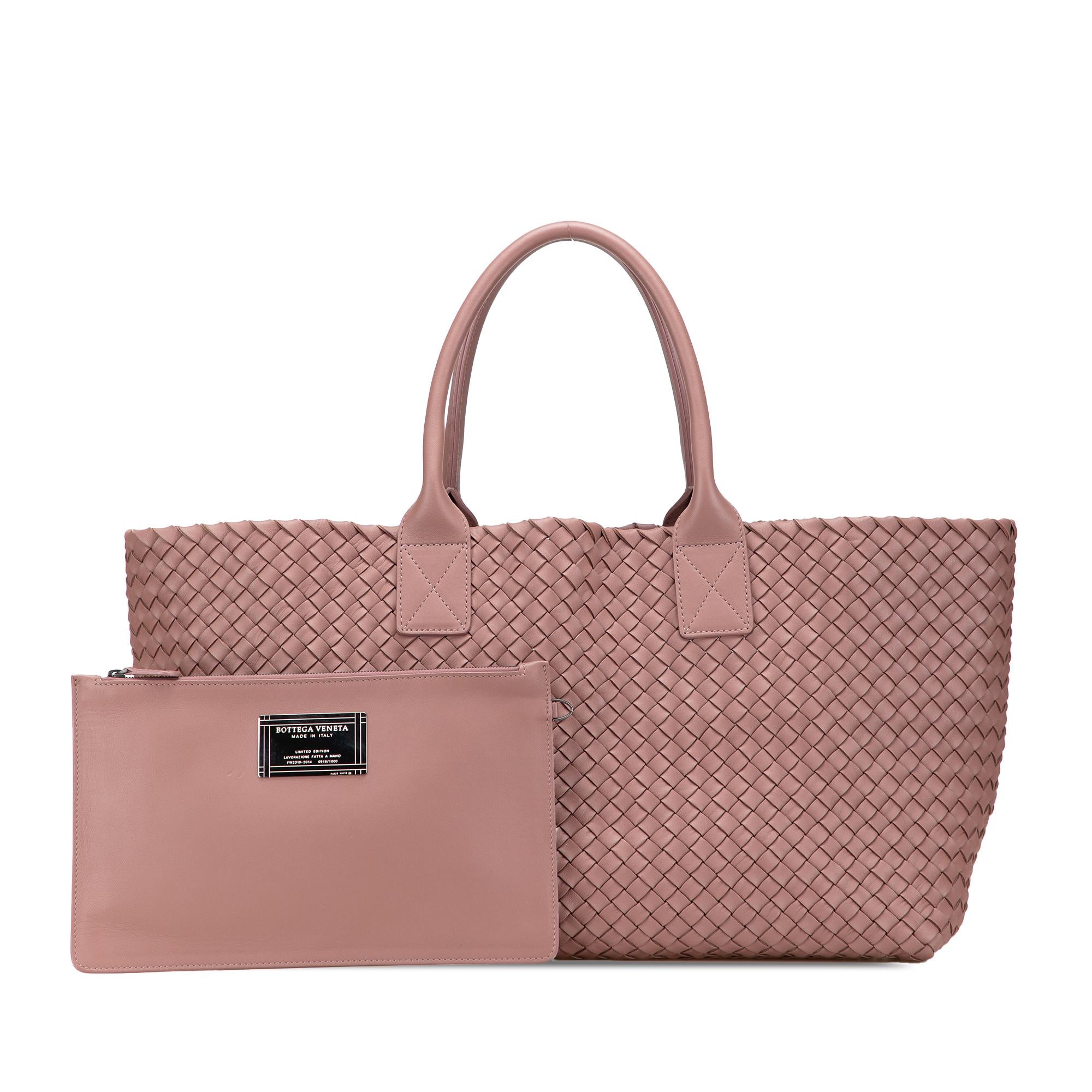 Bottega Veneta Medium Lambskin Intreccio Cabat Tote