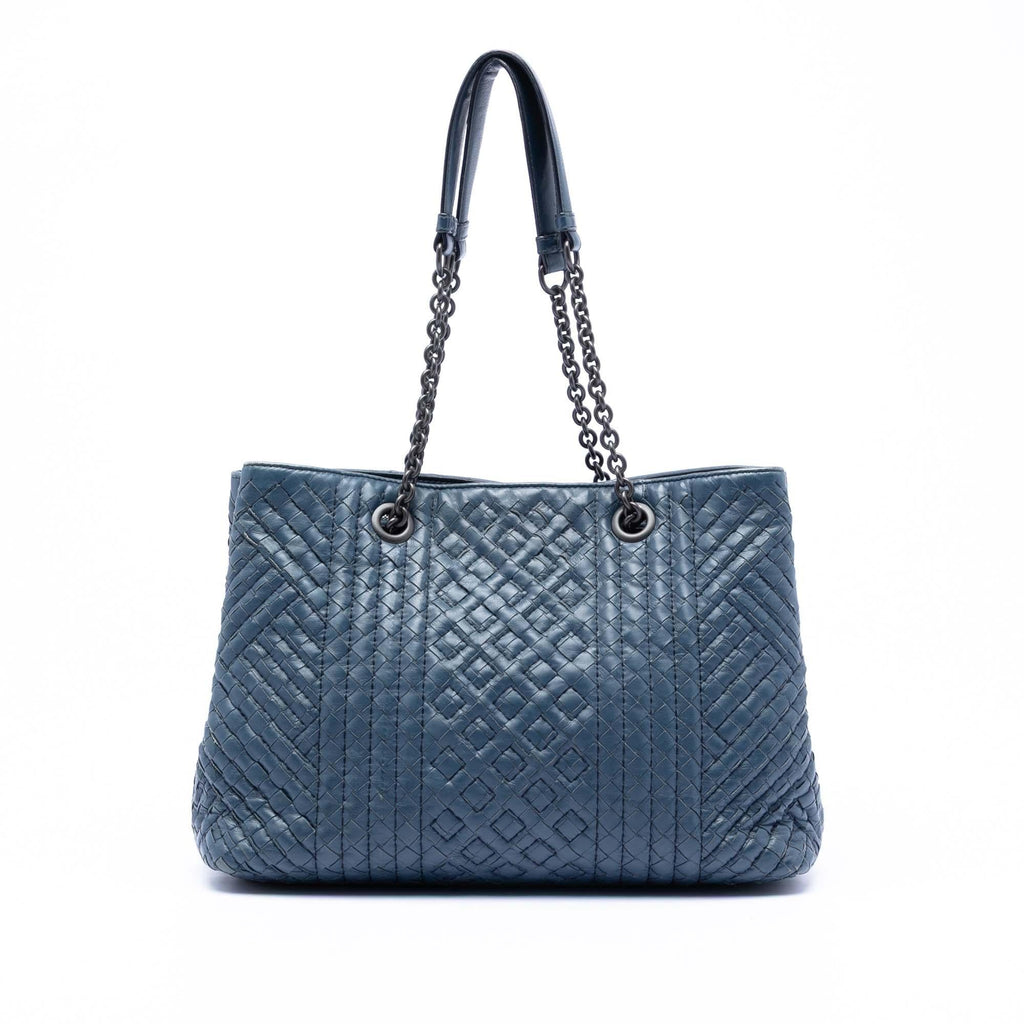 Bottega Veneta Medium Nappa Intrecciato Stitched Double Chain Tote