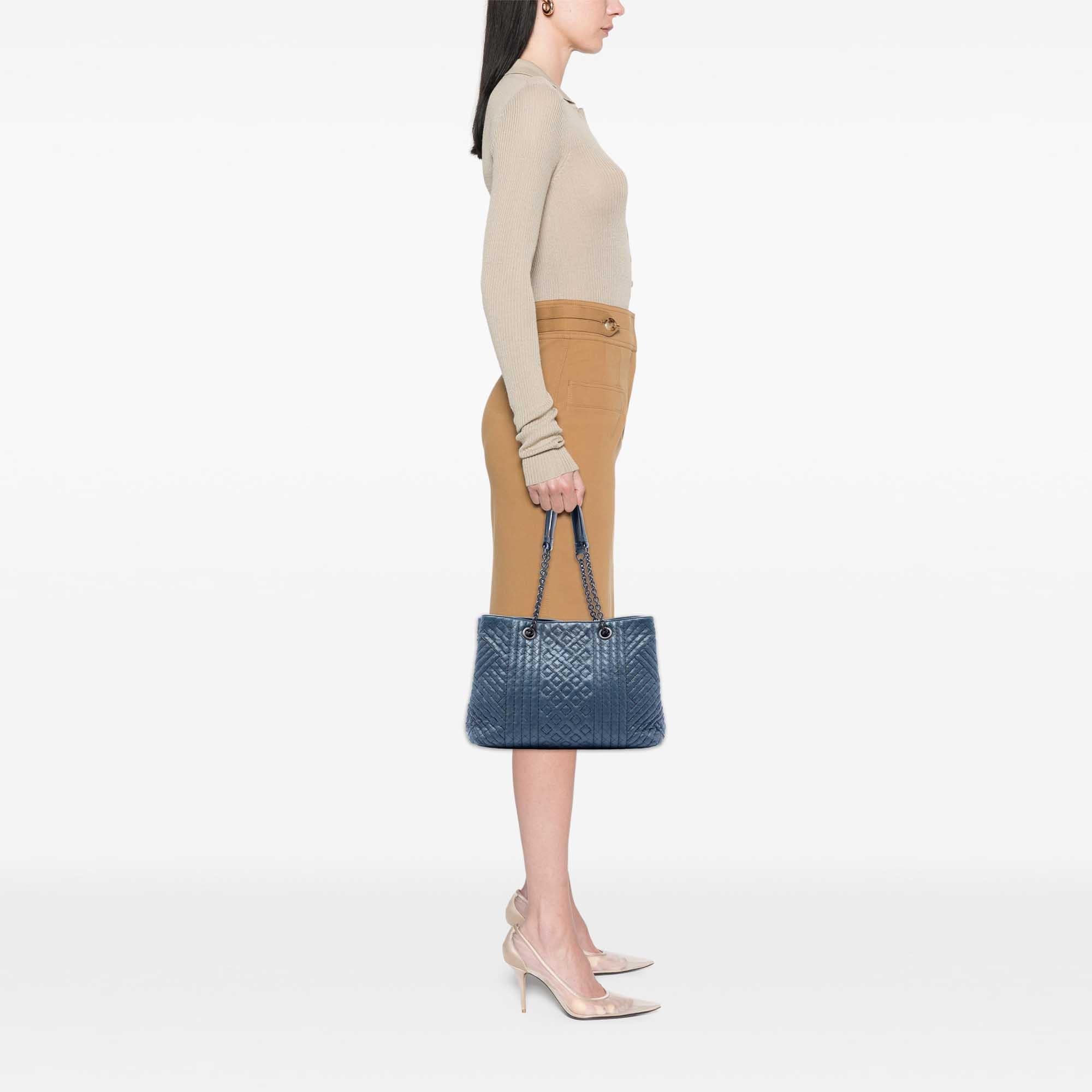 Bottega Veneta Medium Nappa Intrecciato Stitched Double Chain Tote