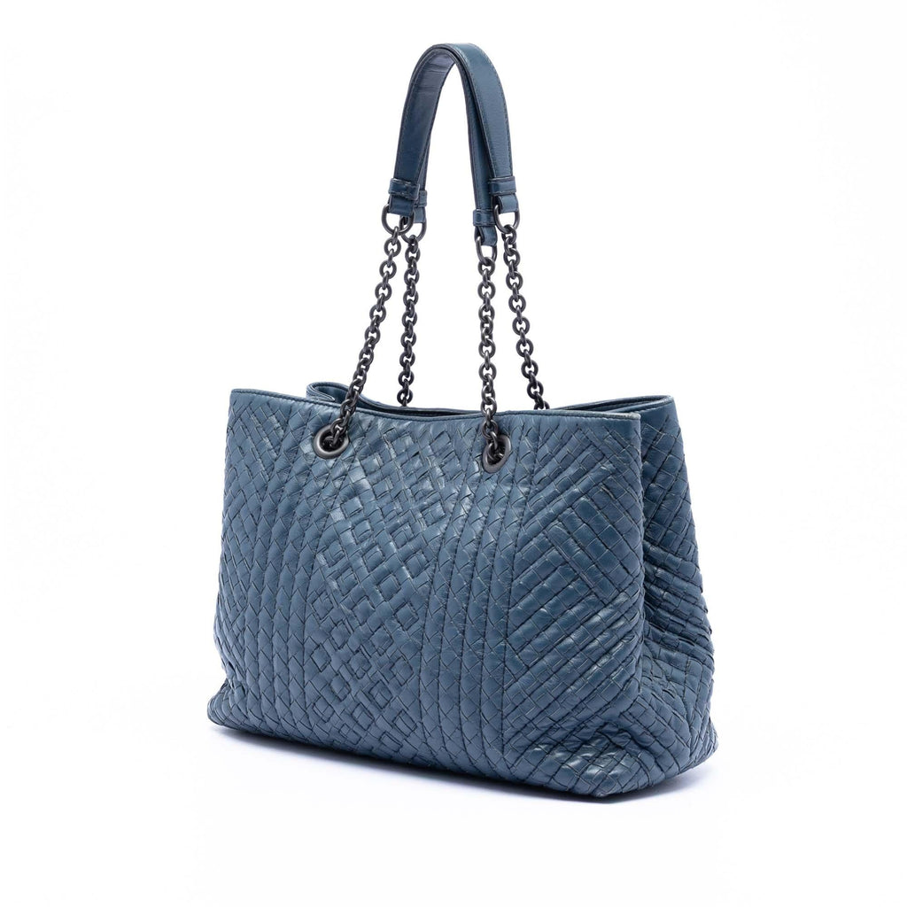 Bottega Veneta Medium Nappa Intrecciato Stitched Double Chain Tote