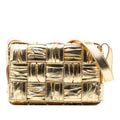Bottega Veneta Metallic Calfskin Intreccio Plisse Cassette Crossbody