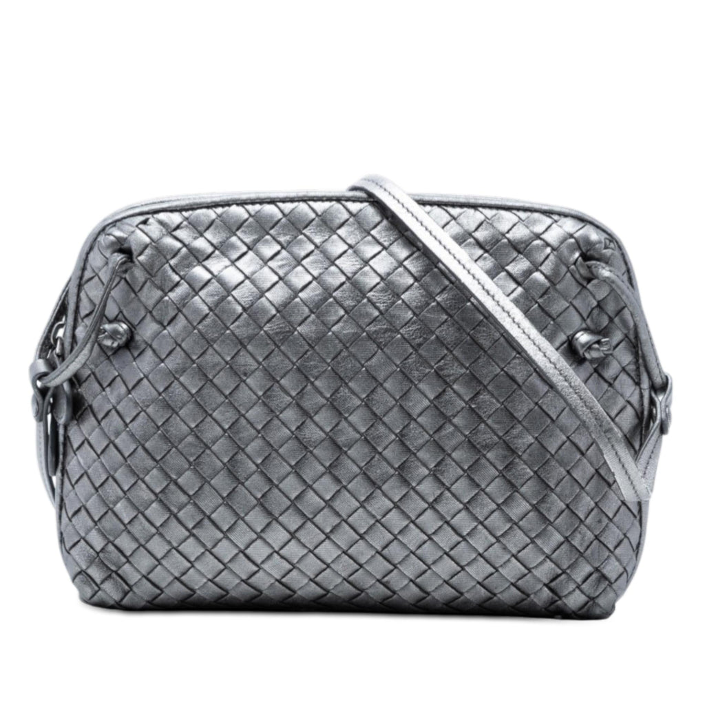 Bottega Veneta Metallic Nappa Intrecciato Nodini Crossbody