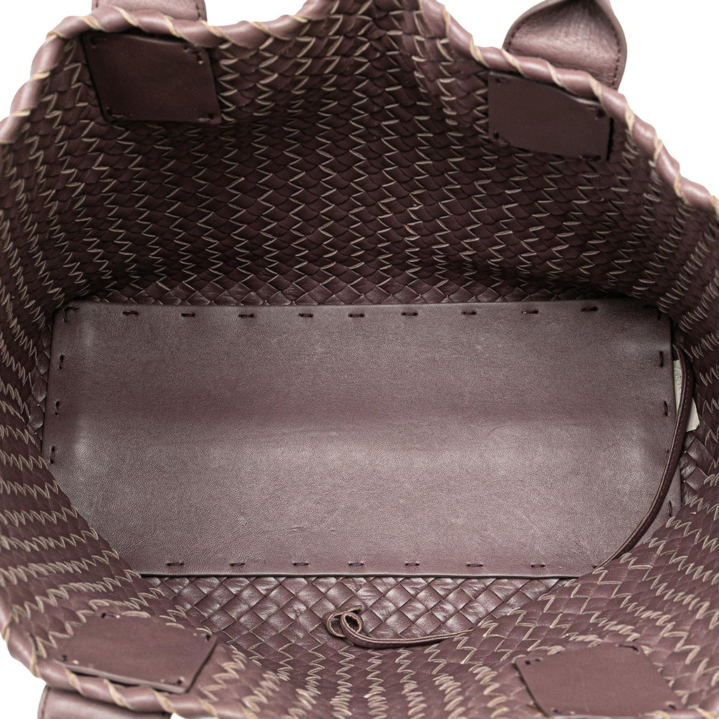 Bottega Veneta Mini Lambskin Intreccio Cabat Tote