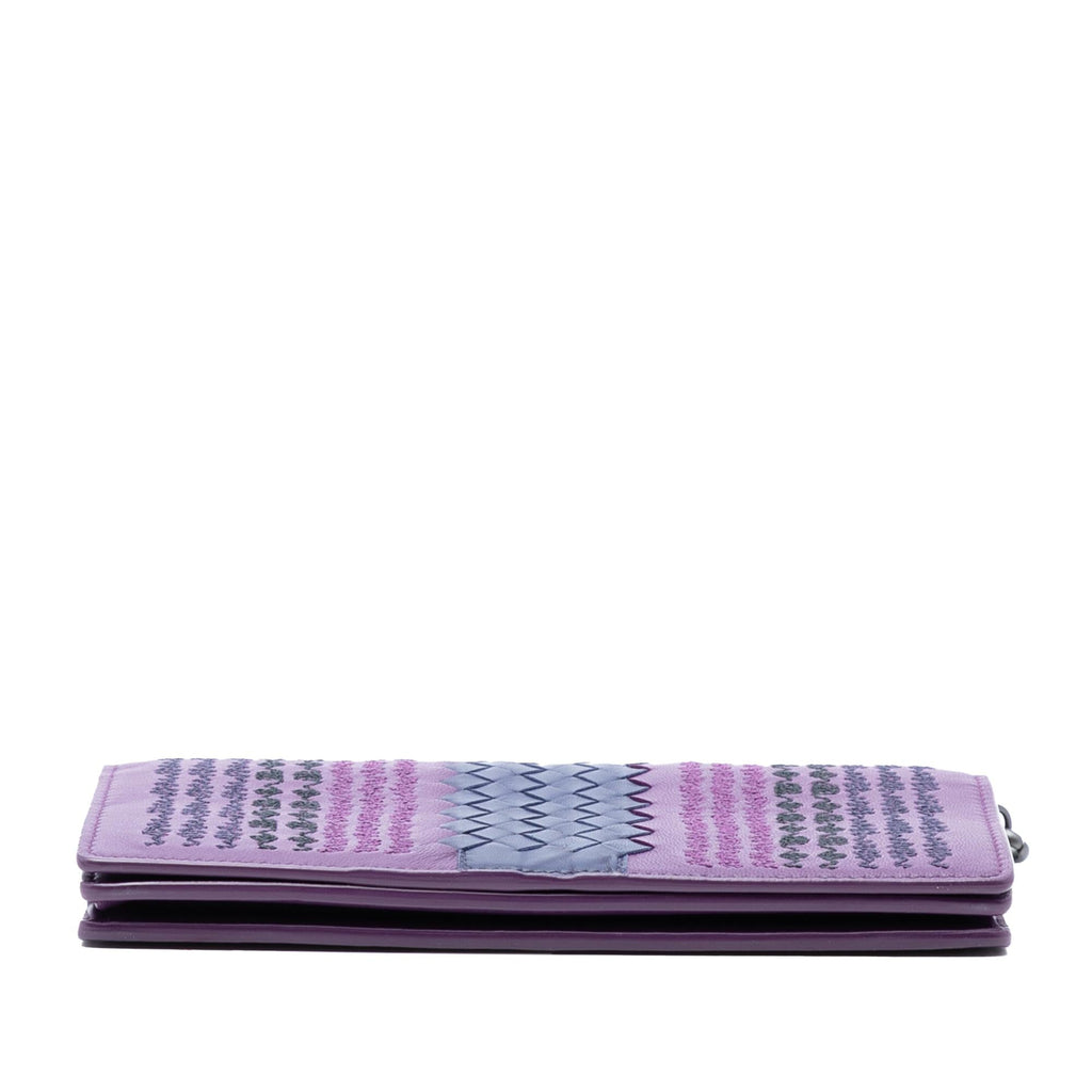 Bottega Veneta Nappa Intrecciato Embroidered Continental Wallet on Chain