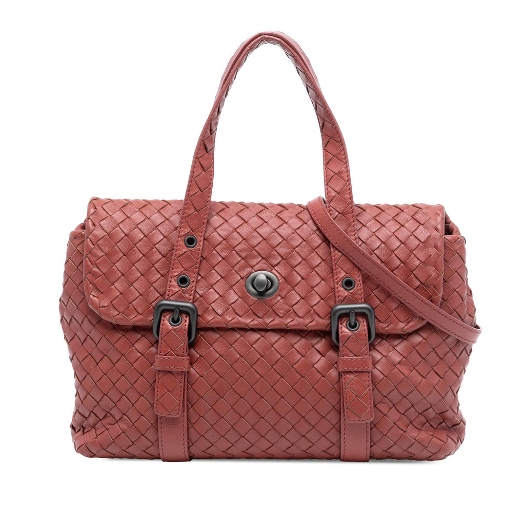 Bottega Veneta Nappa Intrecciato Flap Satchel