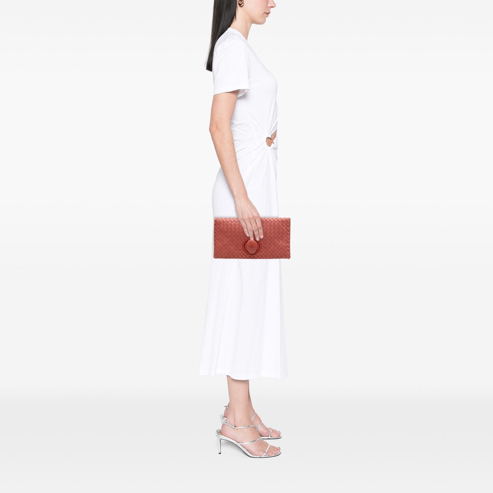 Bottega Veneta Nappa Intrecciato Turn Lock Clutch