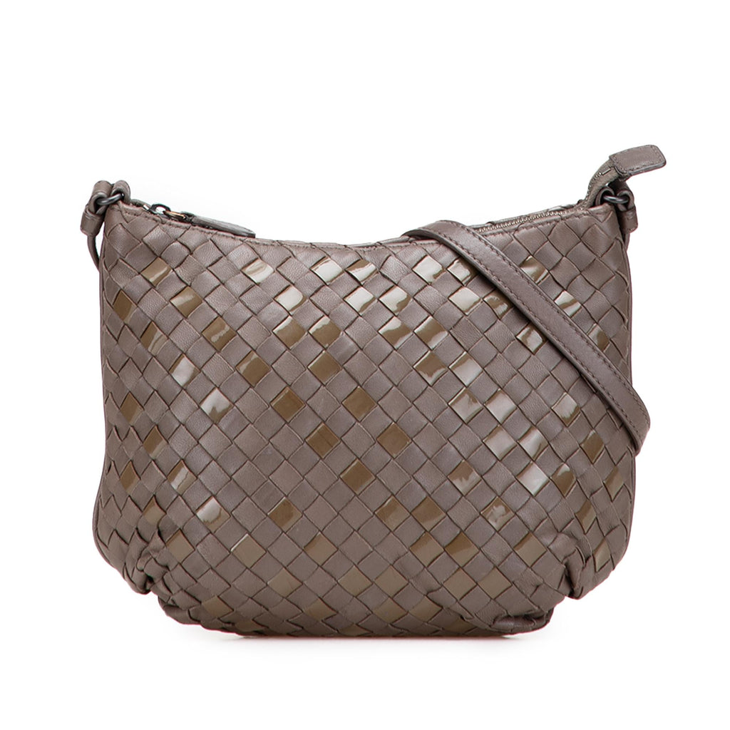 Bottega Veneta Nappa and Patent Intrecciato Crossbody