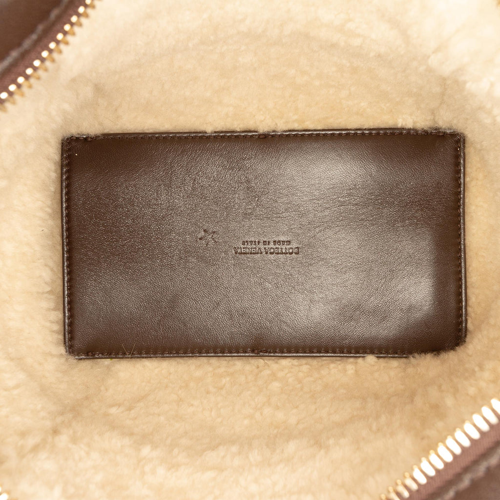 Bottega Veneta Shearling Trimmed Leather Clutch