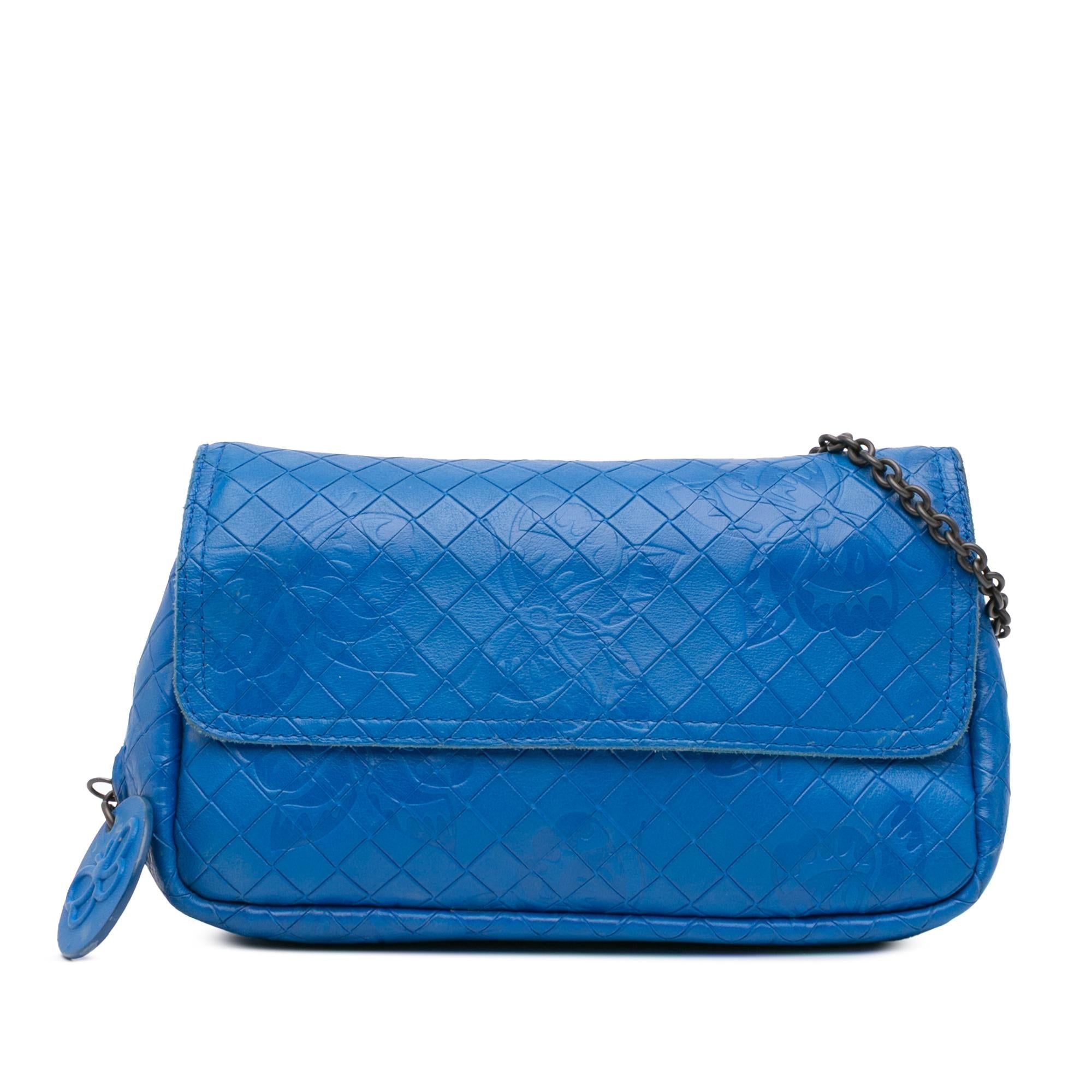 Bottega Veneta Small Calfskin Intrecciomirage Embossed Butterfly Chain Crossbody