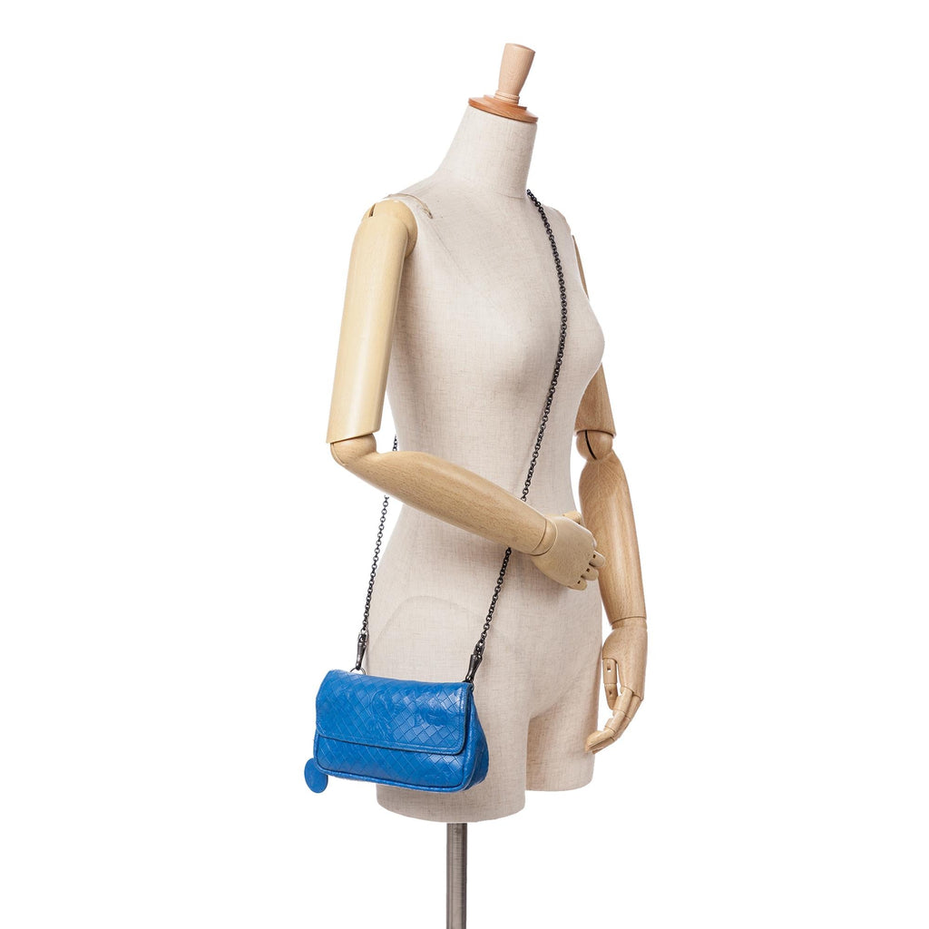 Bottega Veneta Small Calfskin Intrecciomirage Embossed Butterfly Chain Crossbody