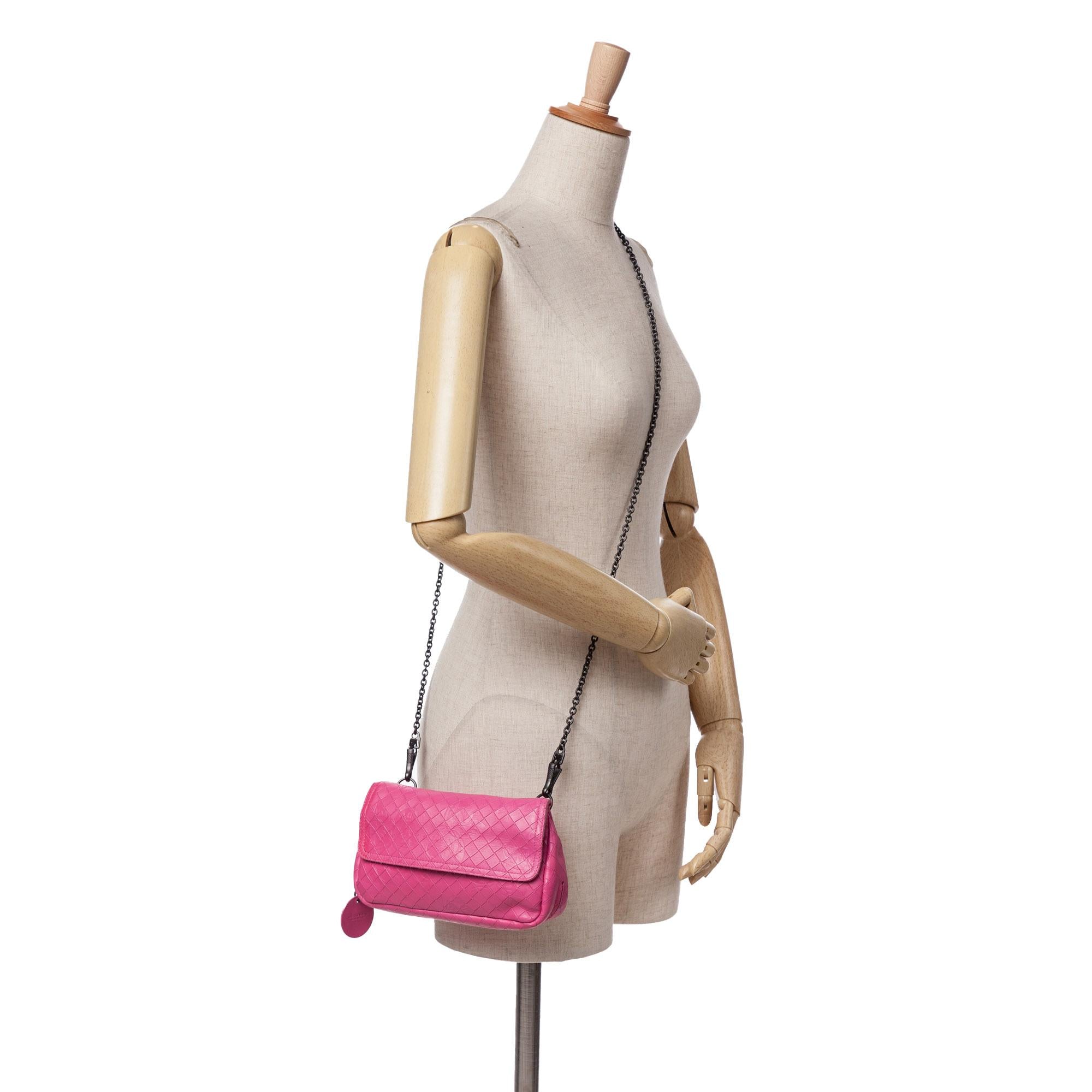 Bottega Veneta Small Calfskin Intrecciomirage Embossed Butterfly Chain Crossbody