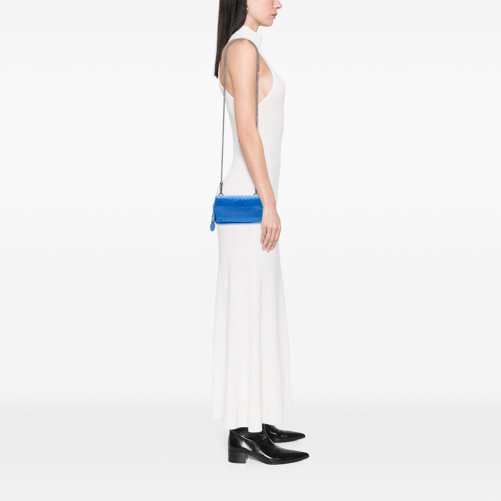 Bottega Veneta Small Calfskin Intrecciomirage Embossed Butterfly Chain Crossbody