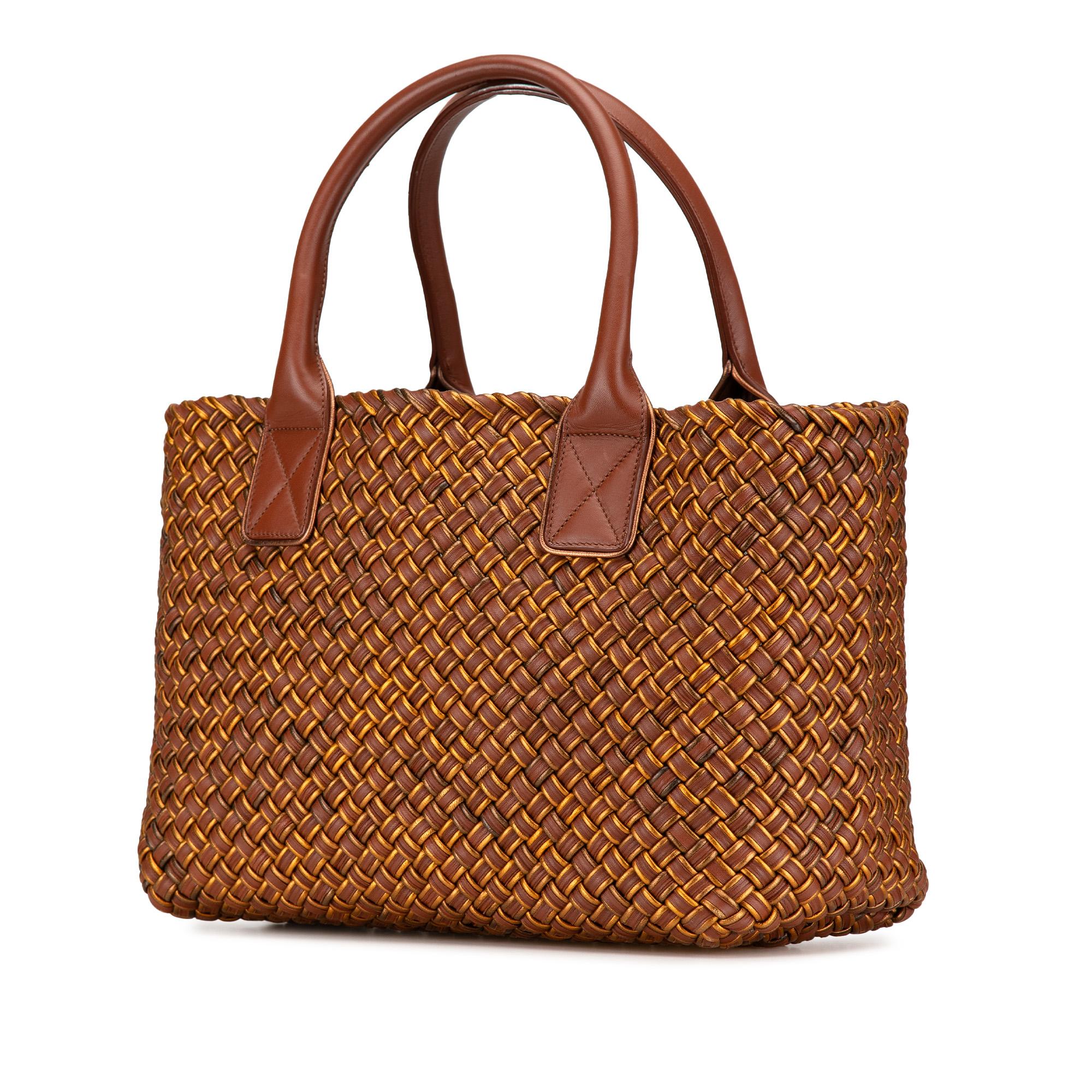 Bottega Veneta Small Lambskin Intreccio Cabat Tote (SHG-c8fLf8)