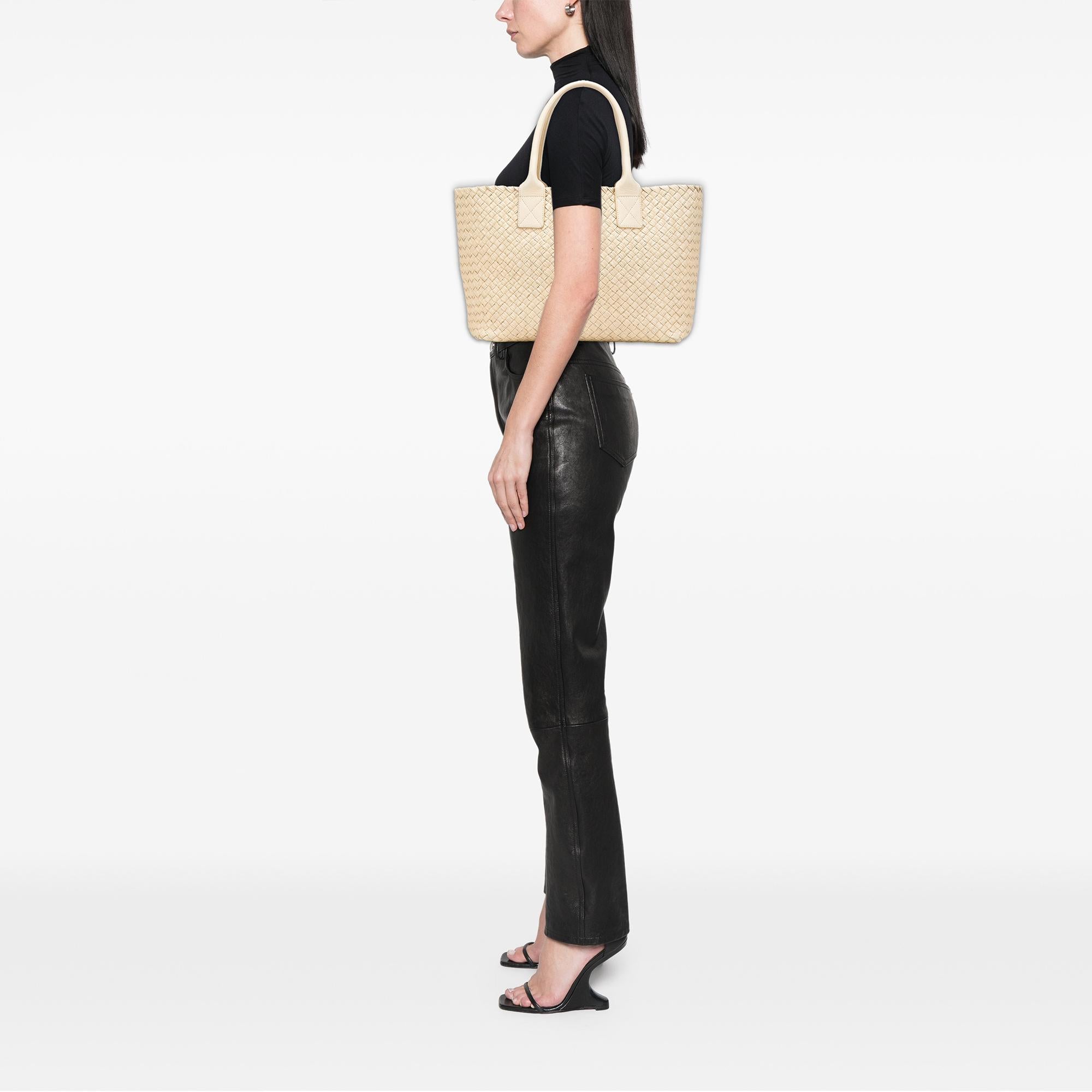 Bottega Veneta Small Lambskin Intreccio Cabat Tote
