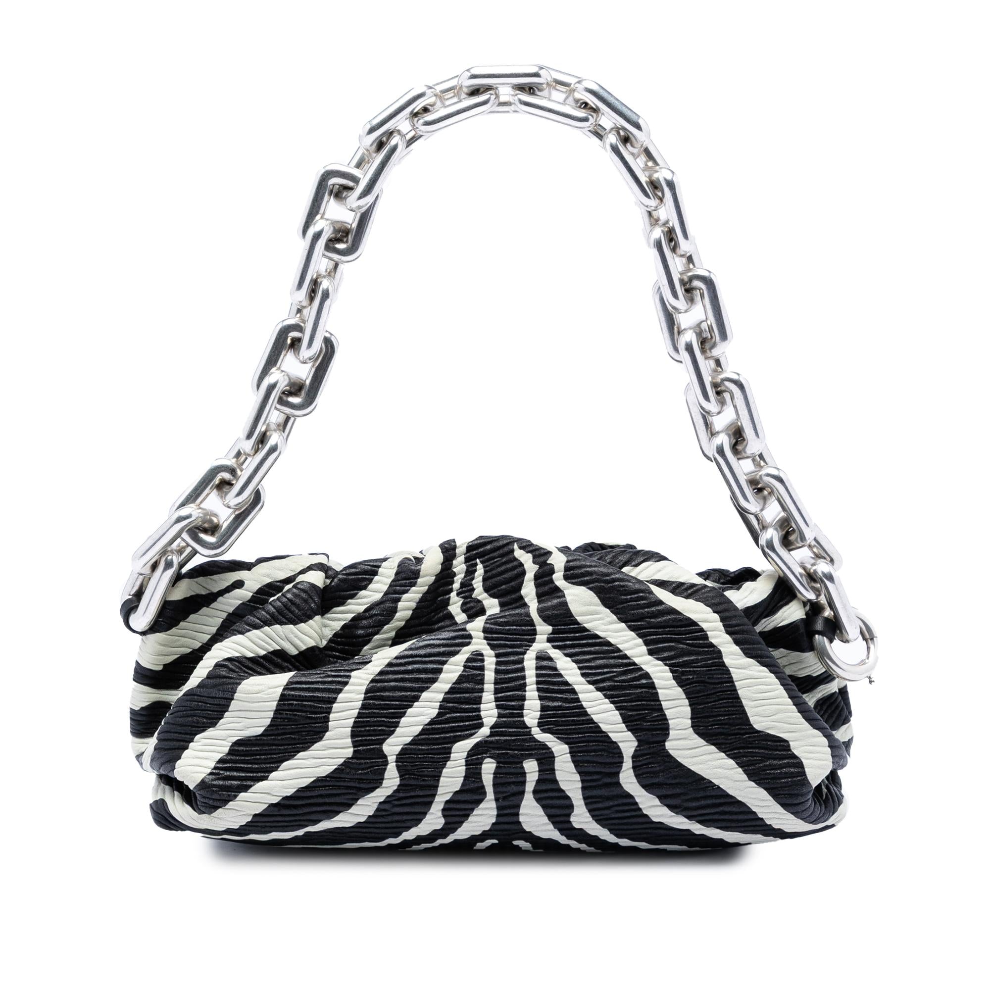 Bottega Veneta Textured Nappa Zebra Print Chain Pouch