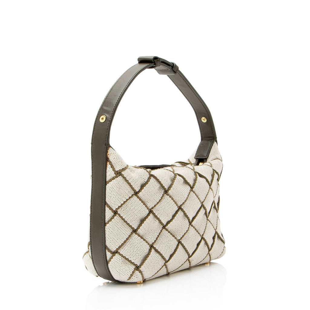 Bottega Veneta Woven Canvas Wallace Mini Shoulder Bag