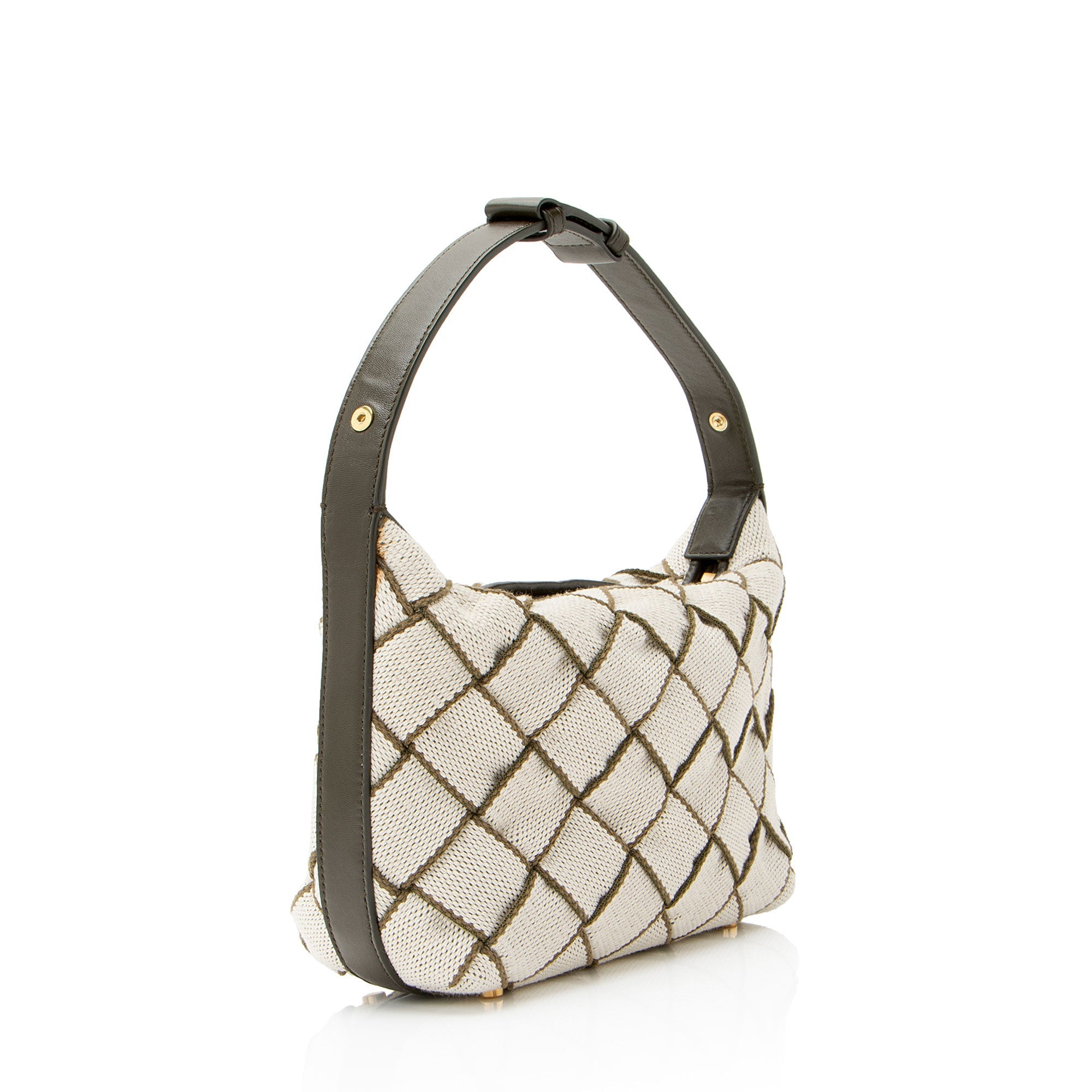 Bottega Veneta Woven Canvas Wallace Mini Shoulder Bag