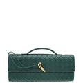 Bottega Veneta Emerald Green Intrecciato Nappa Long Andiamo Handle Clutch