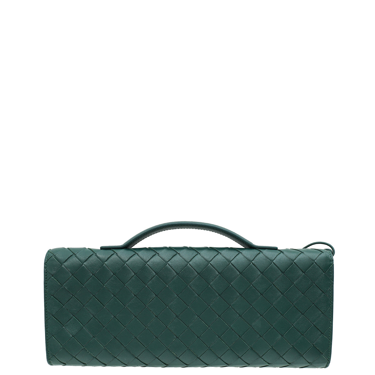 Bottega Veneta Emerald Green Intrecciato Nappa Long Andiamo Handle Clutch