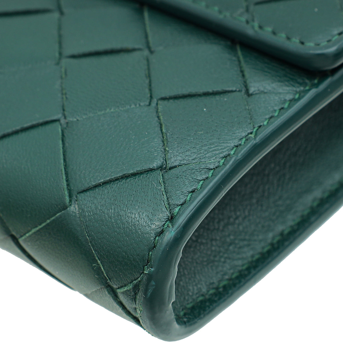 Bottega Veneta Emerald Green Intrecciato Nappa Long Andiamo Handle Clutch