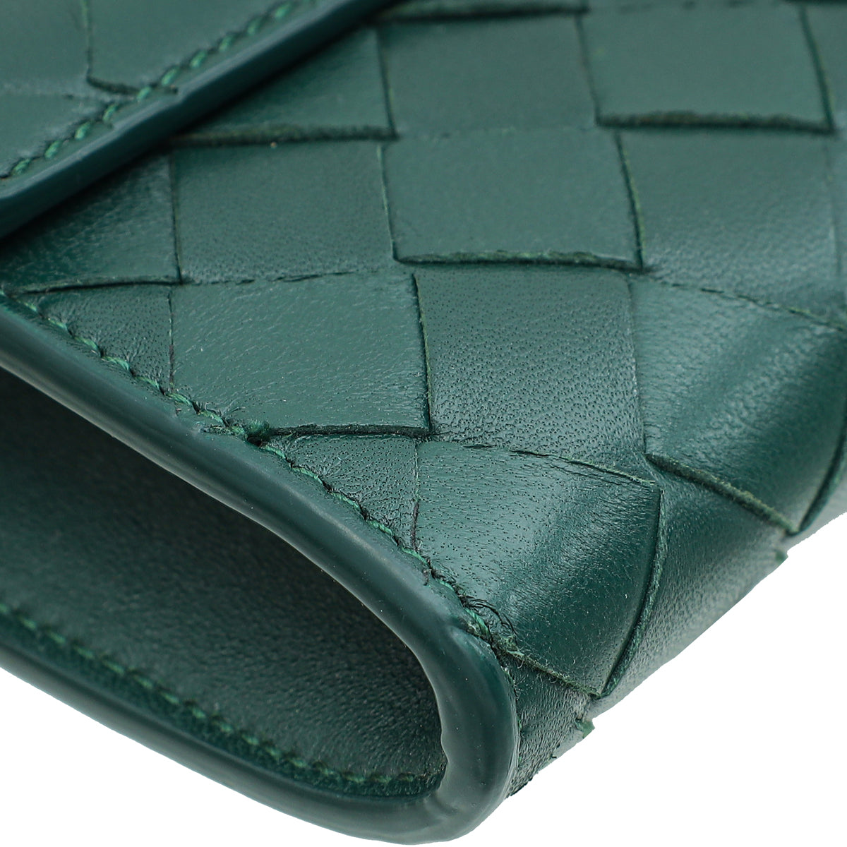 Bottega Veneta Emerald Green Intrecciato Nappa Long Andiamo Handle Clutch