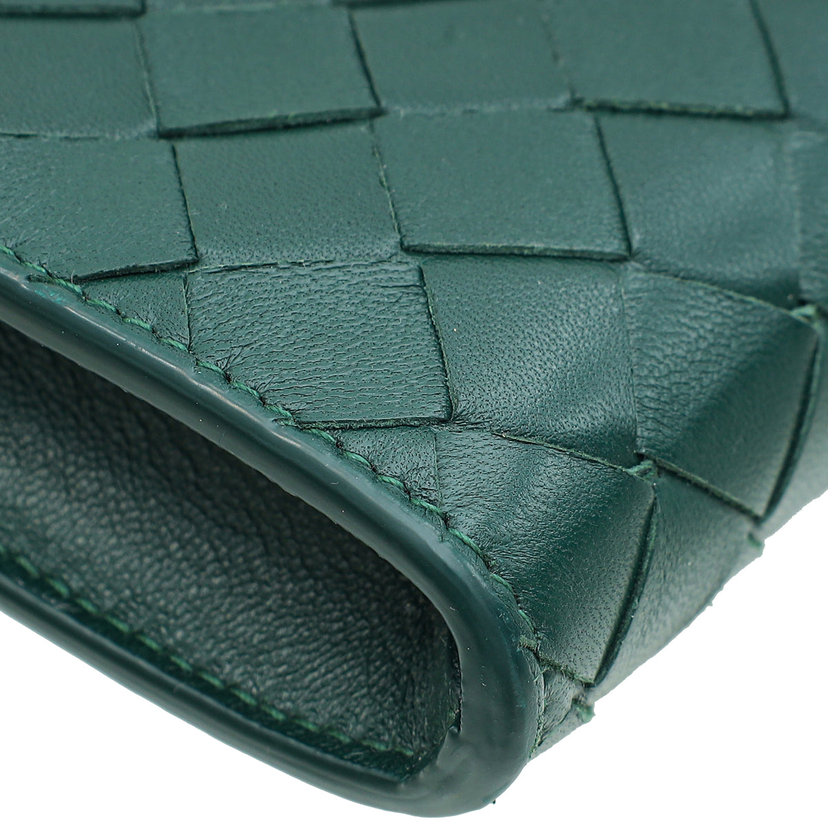 Bottega Veneta Emerald Green Intrecciato Nappa Long Andiamo Handle Clutch
