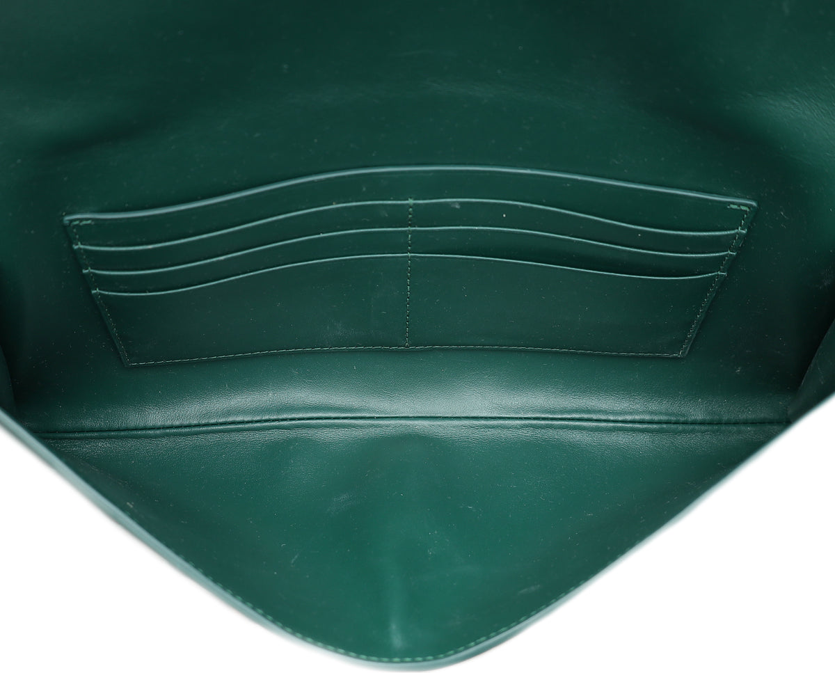 Bottega Veneta Emerald Green Intrecciato Nappa Long Andiamo Handle Clutch