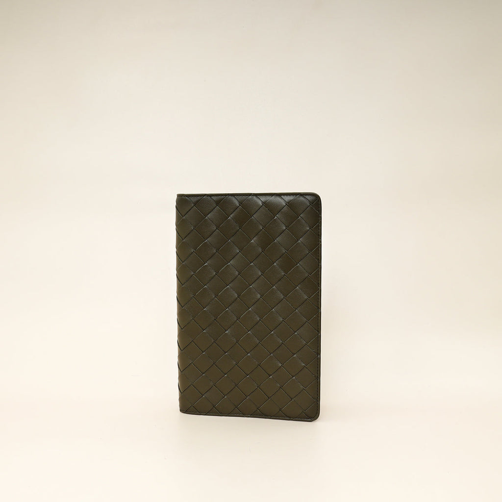 Bottega Veneta Kaki Intrecciato Notebook Medium Cover