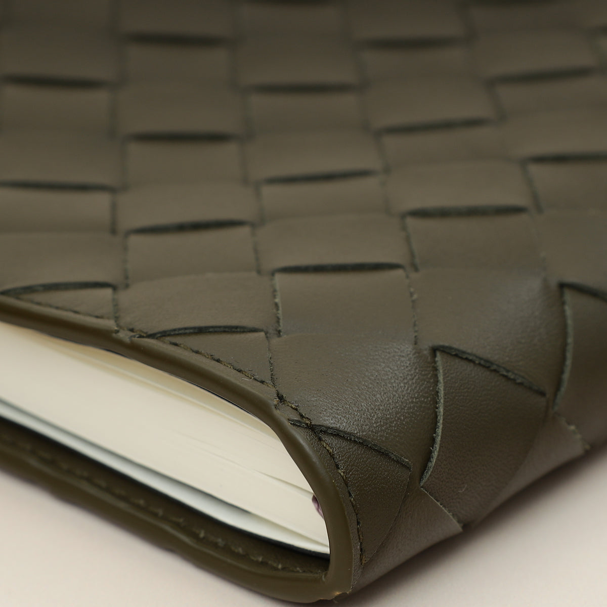 Bottega Veneta Kaki Intrecciato Notebook Medium Cover