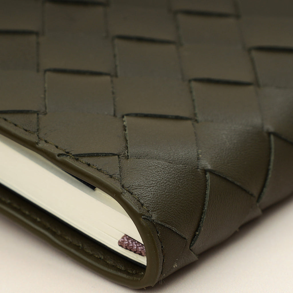 Bottega Veneta Kaki Intrecciato Notebook Medium Cover