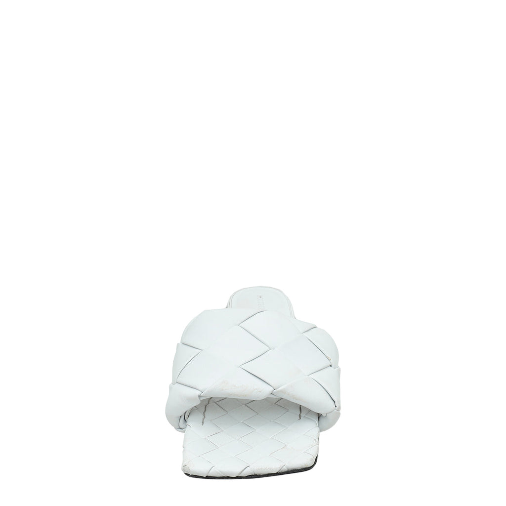 Bottega Veneta White Intrecciato Lido Flat Sandals 38.5