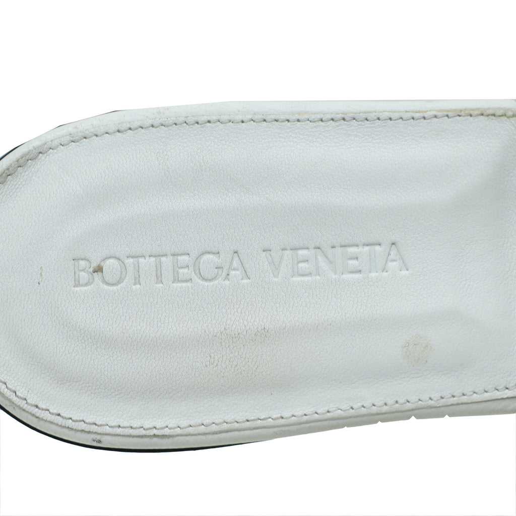 Bottega Veneta White Intrecciato Lido Flat Sandals 38.5