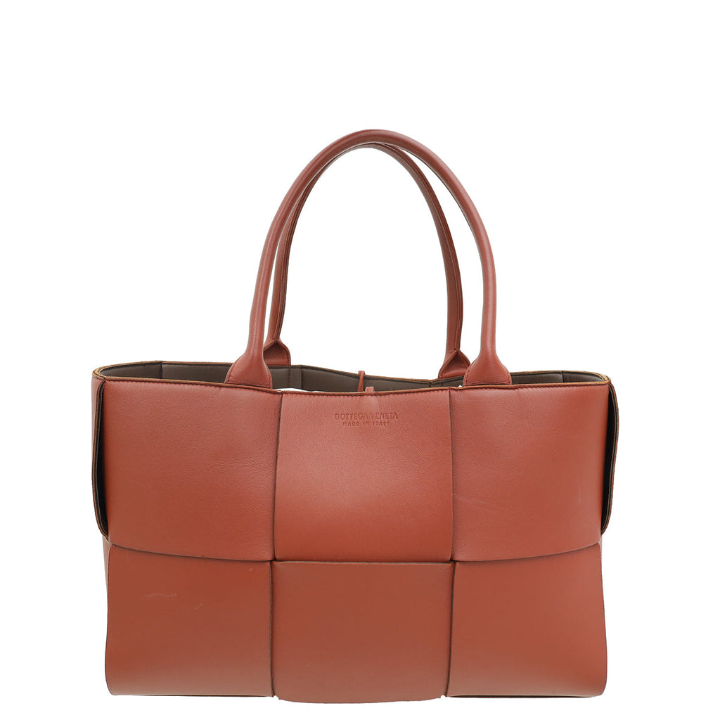 Bottega Veneta Rust Maxi Intrecciato Medium Arco Tote Bag