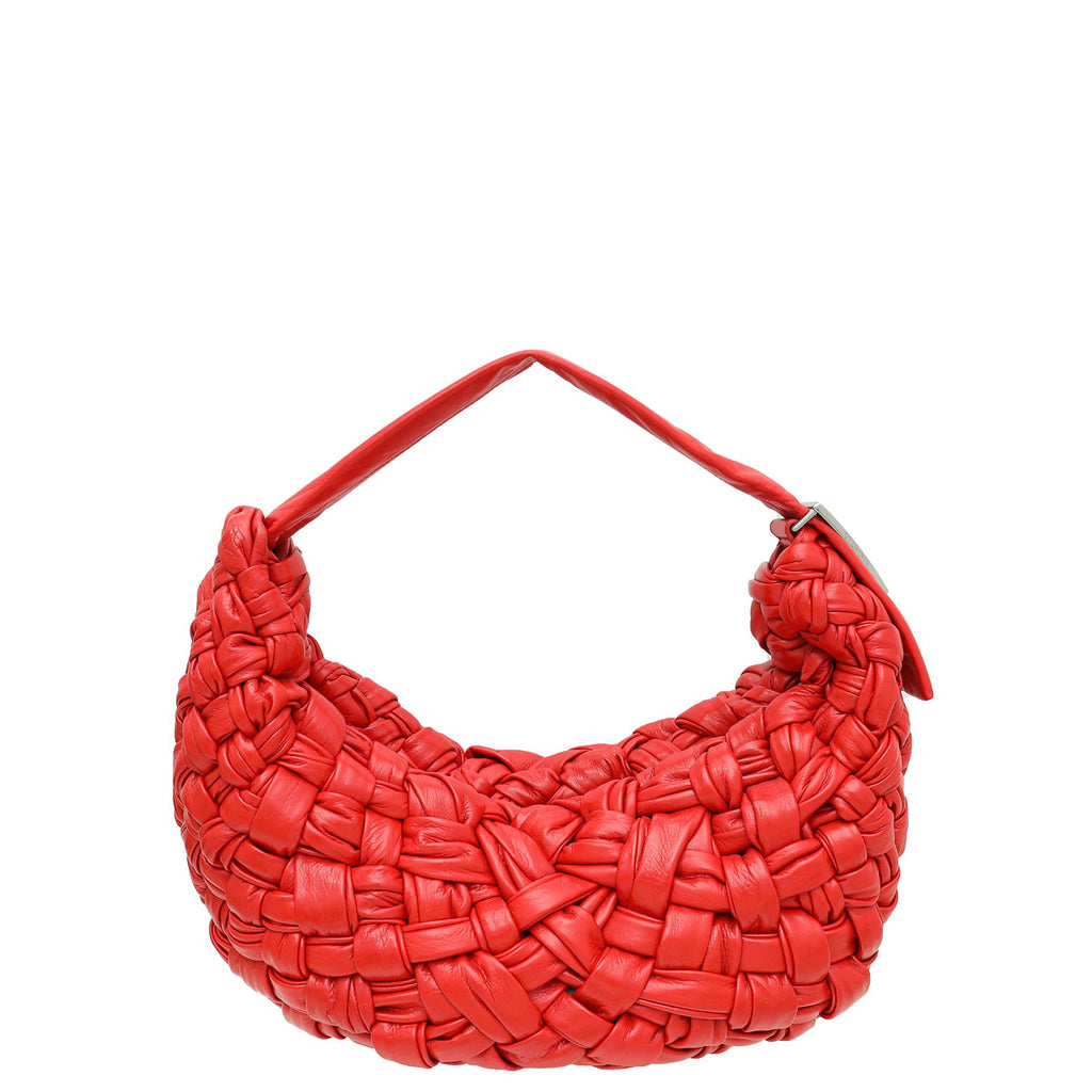 Bottega Veneta Red Nail Polish Intrecciato Banana Shoulder Bag