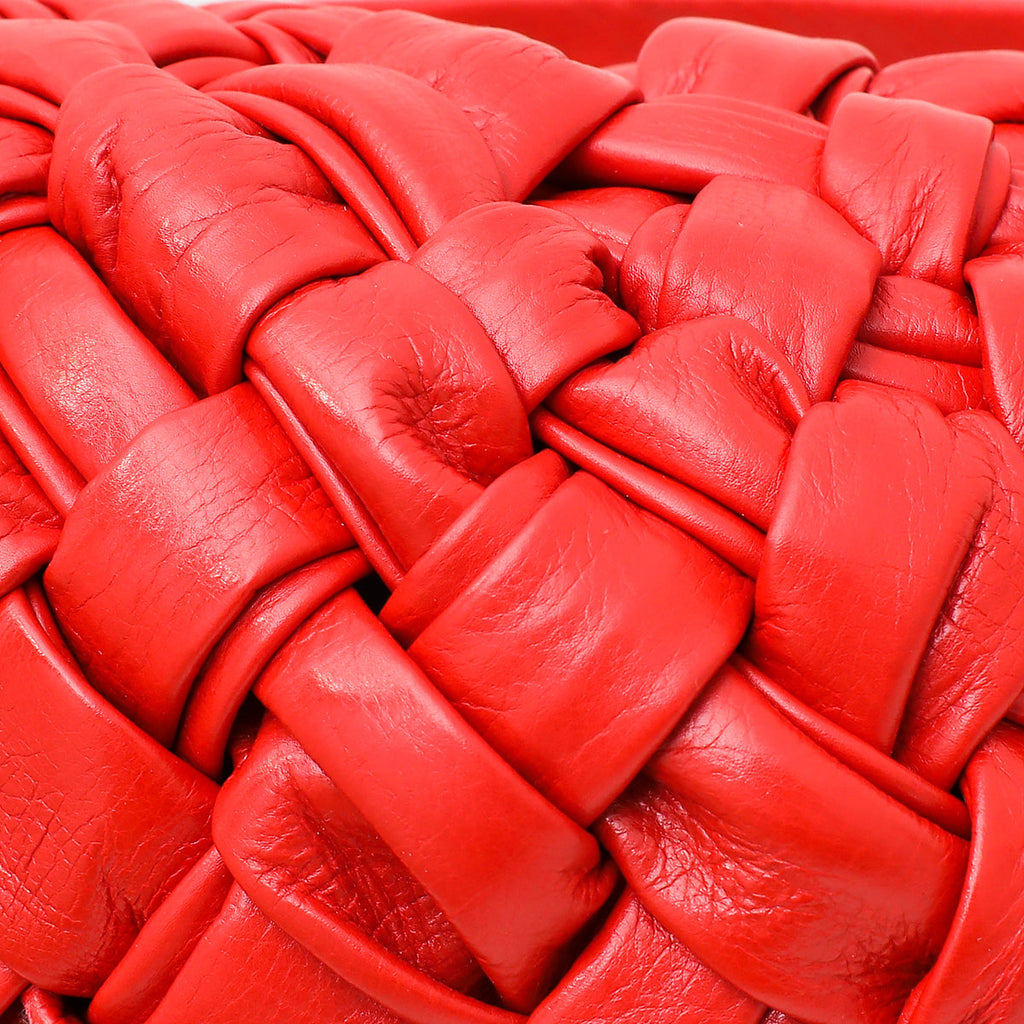 Bottega Veneta Red Nail Polish Intrecciato Banana Shoulder Bag