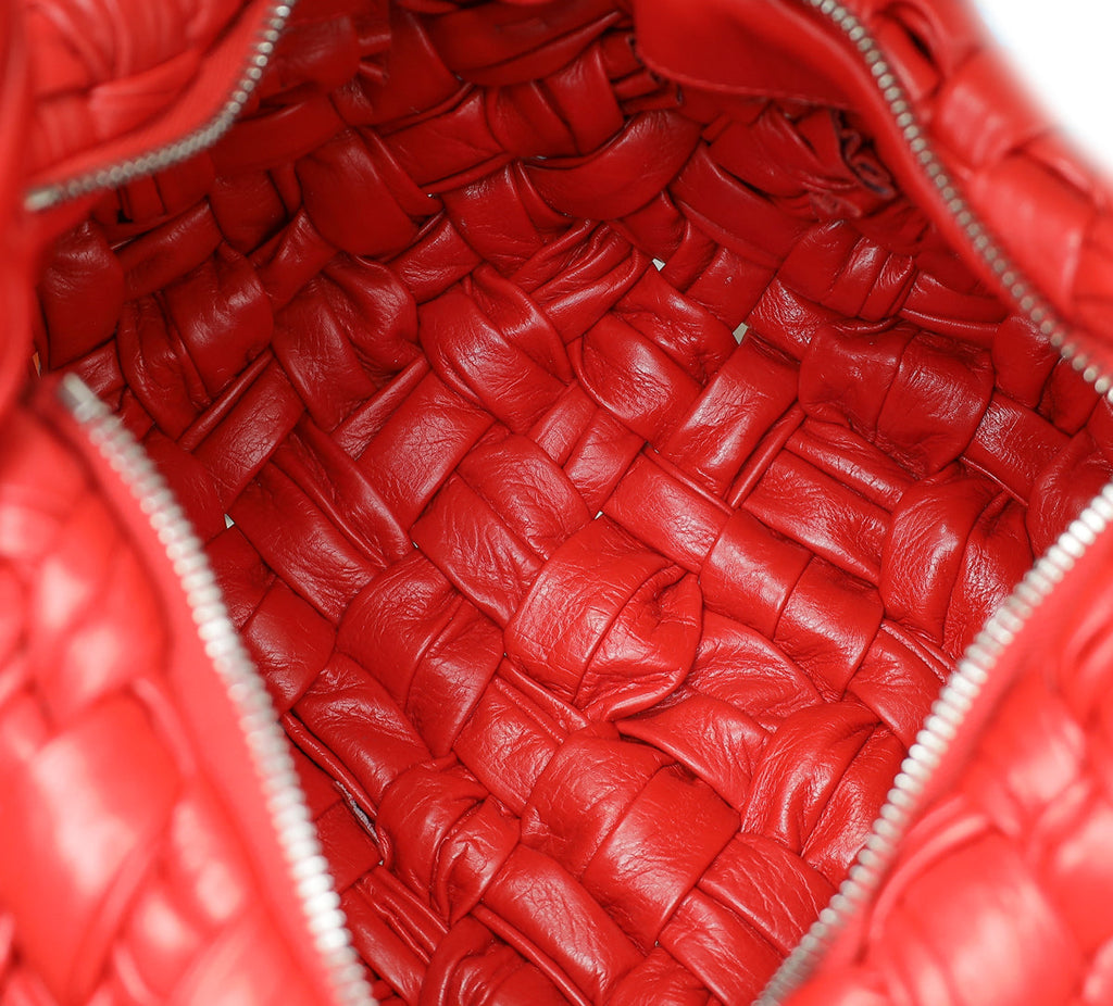 Bottega Veneta Red Nail Polish Intrecciato Banana Shoulder Bag