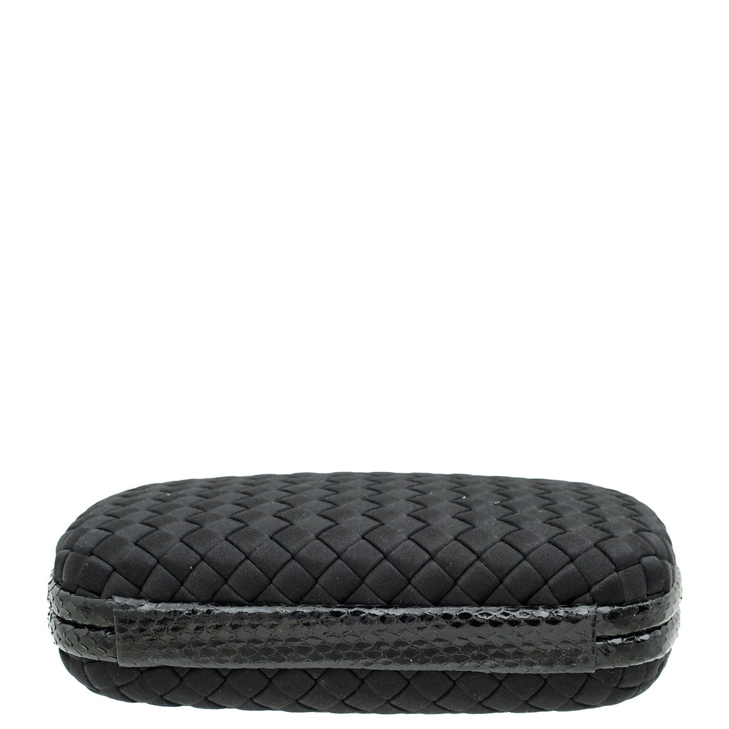 Bottega Veneta Black Knot Intrecciato Silk Chain Clutch Bag