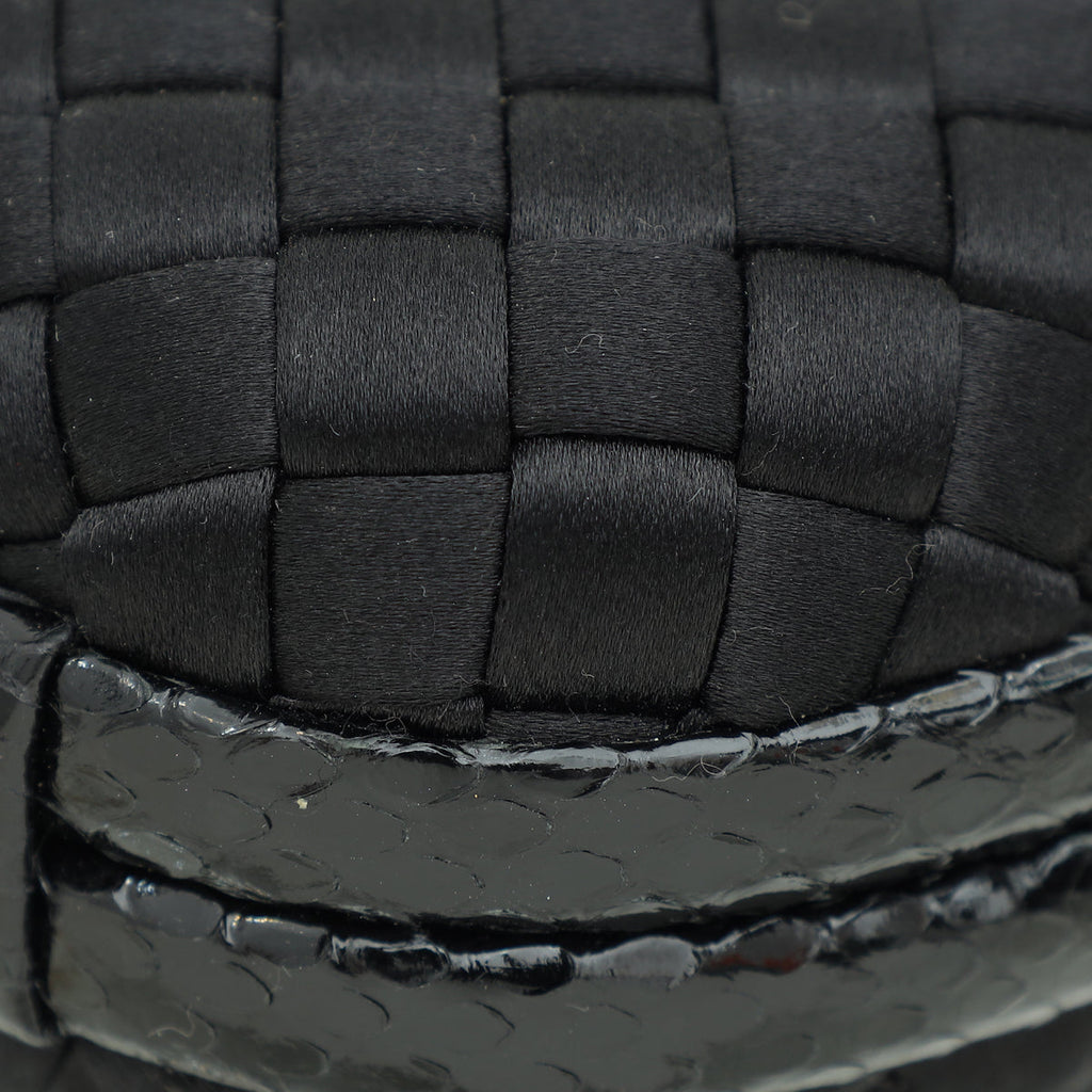 Bottega Veneta Black Knot Intrecciato Silk Chain Clutch Bag