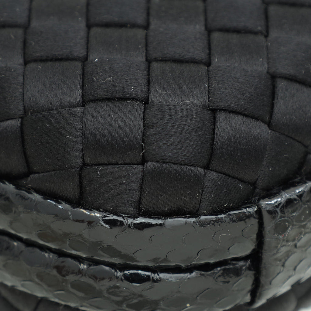 Bottega Veneta Black Knot Intrecciato Silk Chain Clutch Bag