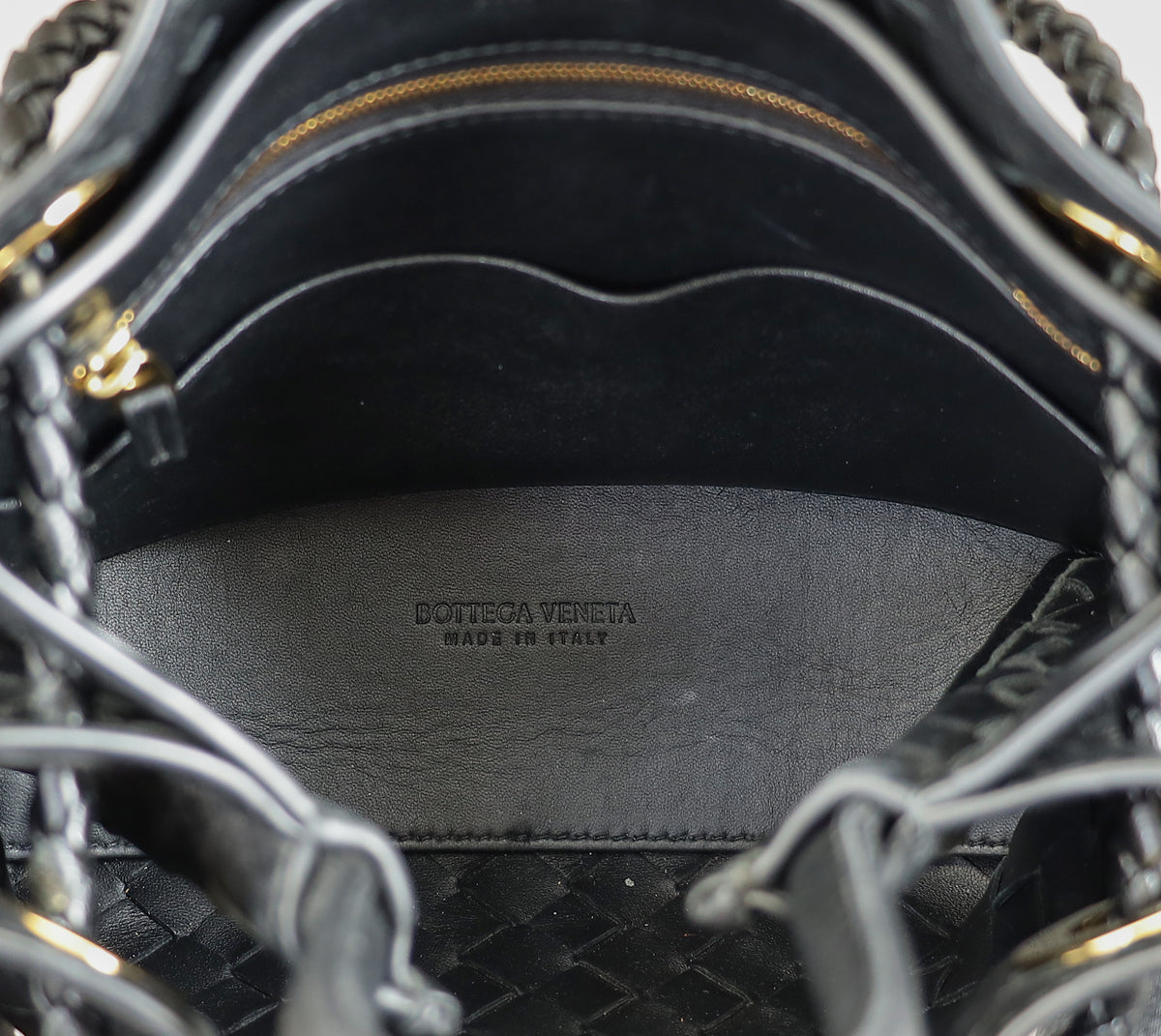 Bottega Veneta Black Intrecciato Andiamo Small Tote Bag