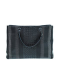 Bottega Veneta Black Intrecciato Nappa Metallic Stitch Chain Tote Bag