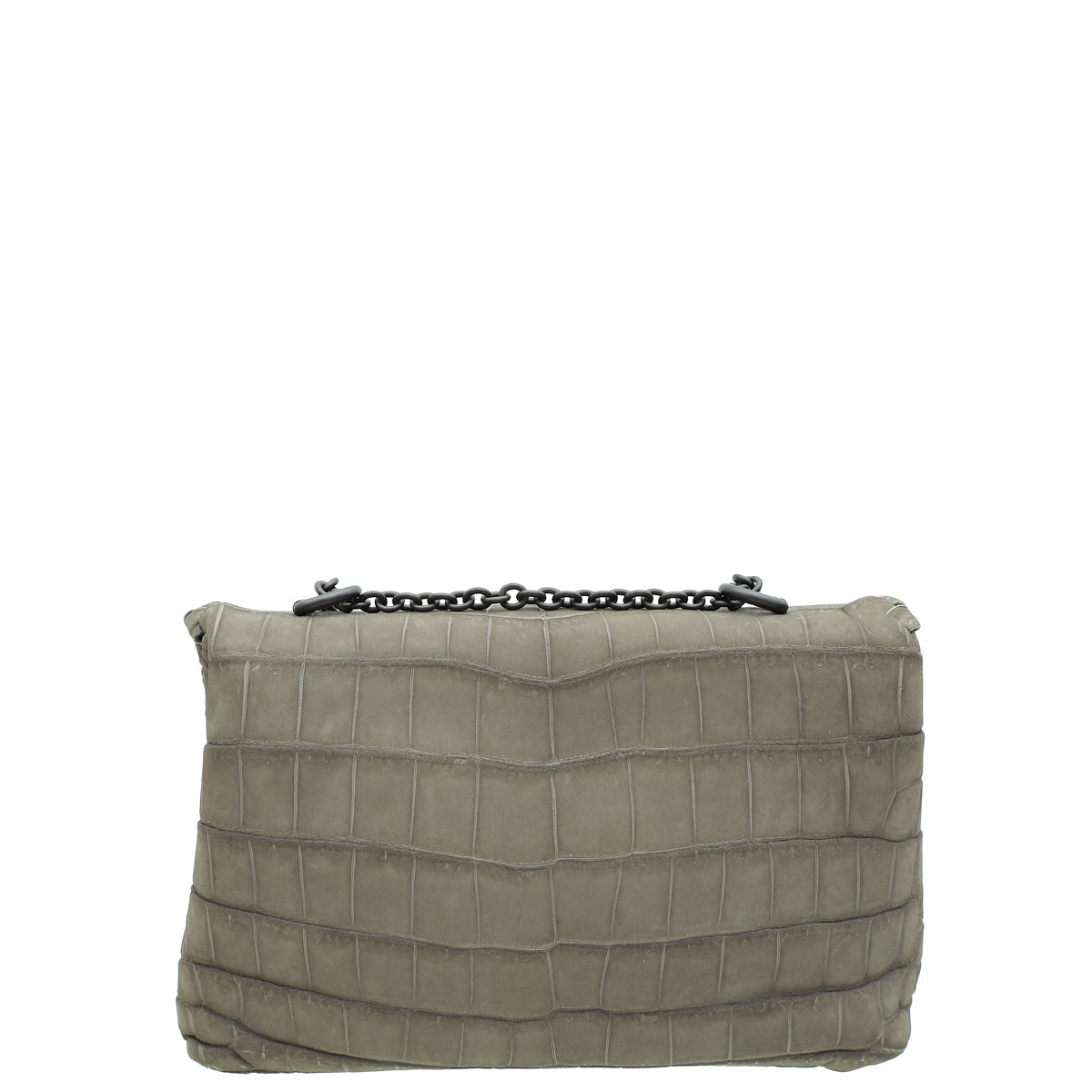 Bottega Veneta Matte Grey Crocodile Embossed Olimpia Crossbody Bag