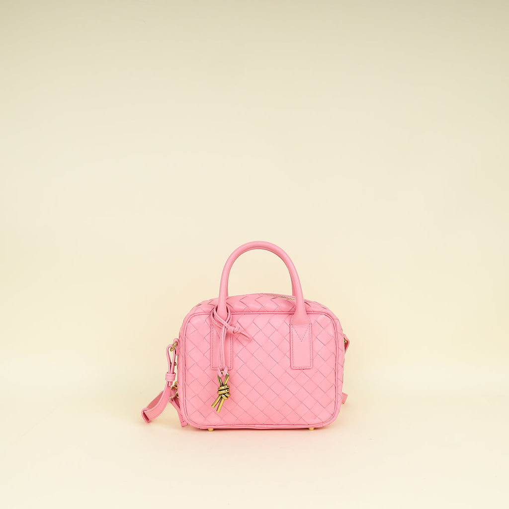Bottega Veneta Pink Intrecciato Small Getaway Top-Handle Bag