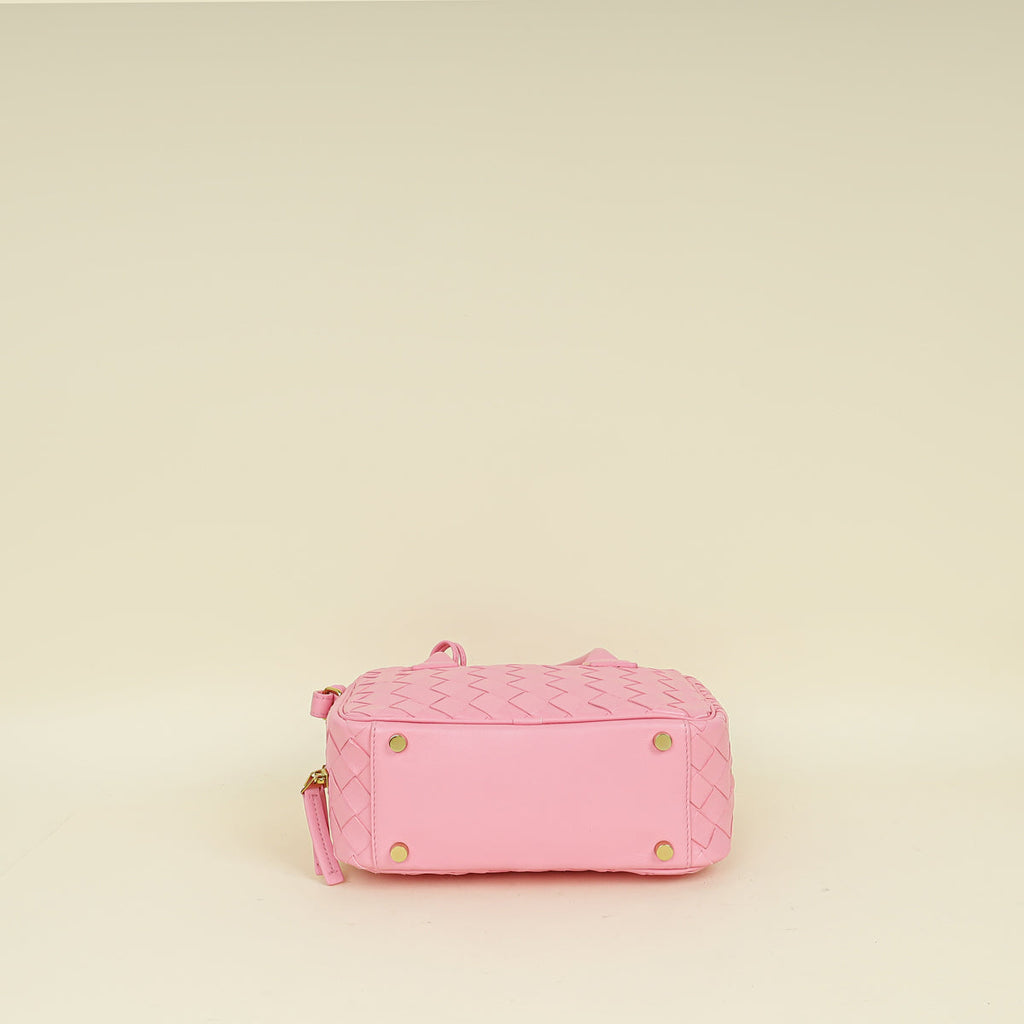 Bottega Veneta Pink Intrecciato Small Getaway Top-Handle Bag