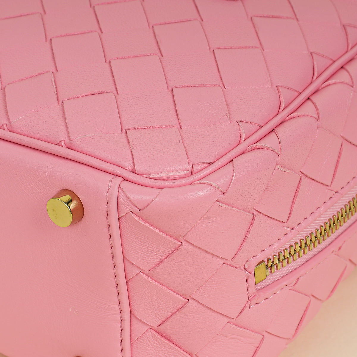 Bottega Veneta Pink Intrecciato Small Getaway Top-Handle Bag