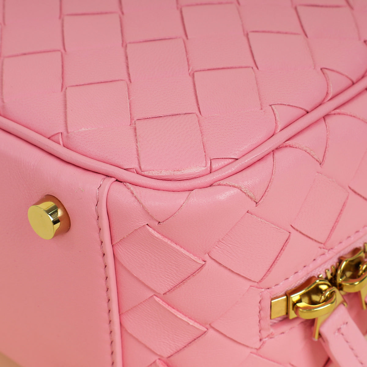 Bottega Veneta Pink Intrecciato Small Getaway Top-Handle Bag