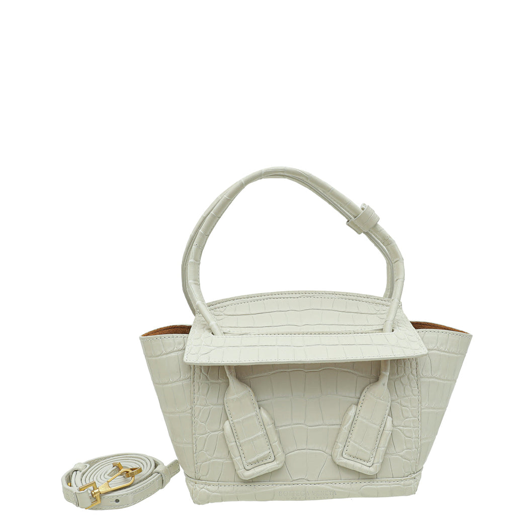 Bottega Veneta Ivory Cream Alligator Arco Mini Bag